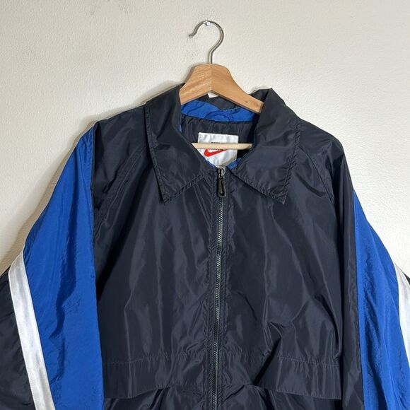 Vtg Nike 90s windbreaker zip up track jacket with back swoosh hit lockets size L - Picture 3 of 12